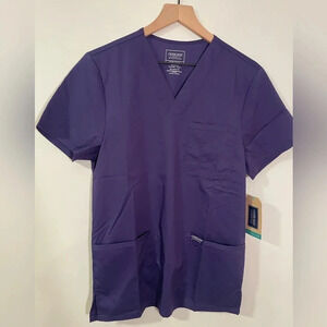 NWT Cherokee Revolution Mens Scrub Top V-Neck Authentic Workwear Purple Size XS
